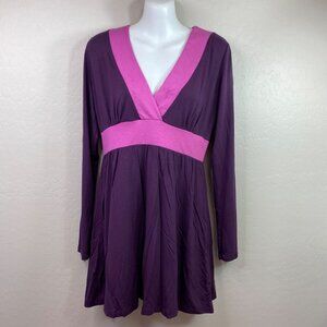 New York & Company Womens Purple Pink Long Sleeve Tunic Stretch Dress Size Small